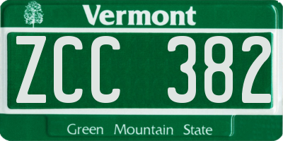 VT license plate ZCC382
