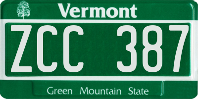 VT license plate ZCC387