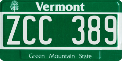 VT license plate ZCC389