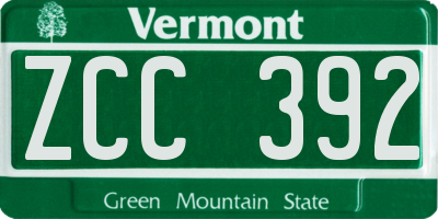 VT license plate ZCC392