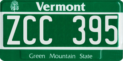 VT license plate ZCC395