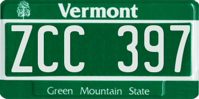 VT license plate ZCC397