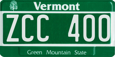 VT license plate ZCC400