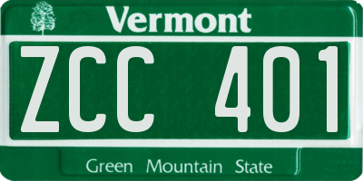 VT license plate ZCC401