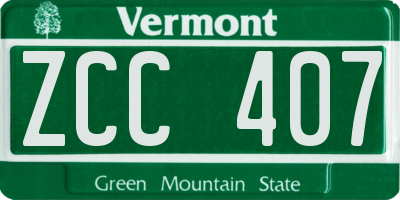 VT license plate ZCC407