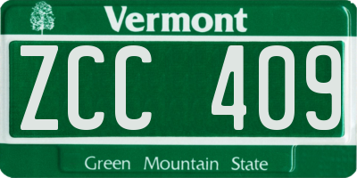 VT license plate ZCC409
