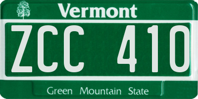 VT license plate ZCC410