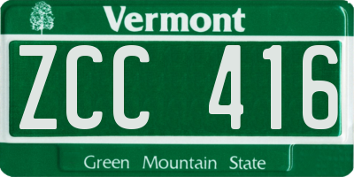 VT license plate ZCC416