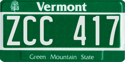 VT license plate ZCC417