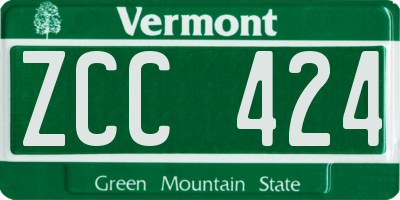 VT license plate ZCC424