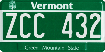 VT license plate ZCC432