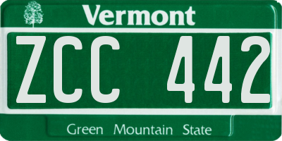 VT license plate ZCC442