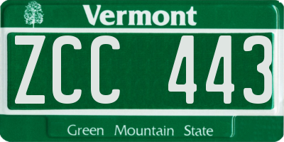 VT license plate ZCC443