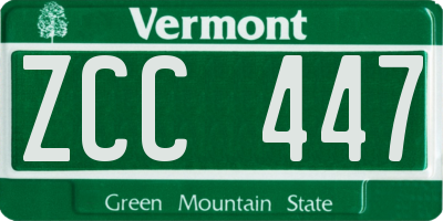 VT license plate ZCC447