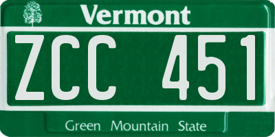 VT license plate ZCC451