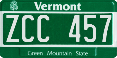 VT license plate ZCC457