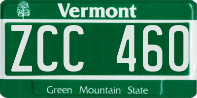VT license plate ZCC460