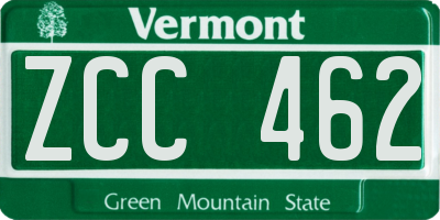 VT license plate ZCC462