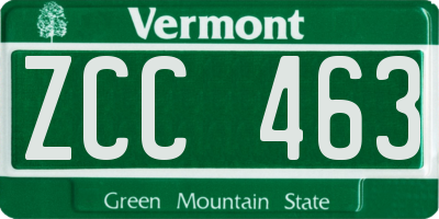 VT license plate ZCC463