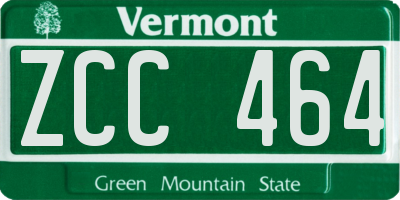 VT license plate ZCC464