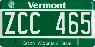 VT license plate ZCC465