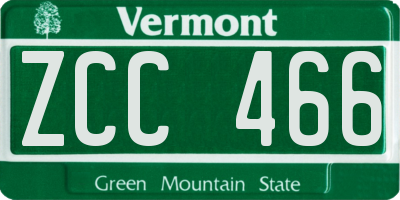 VT license plate ZCC466