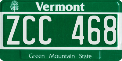 VT license plate ZCC468
