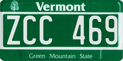 VT license plate ZCC469