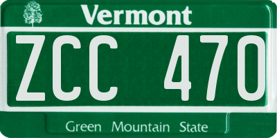 VT license plate ZCC470
