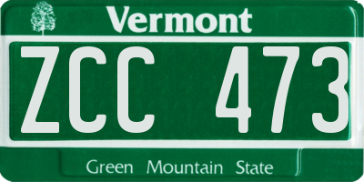 VT license plate ZCC473