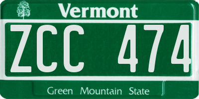 VT license plate ZCC474