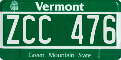 VT license plate ZCC476