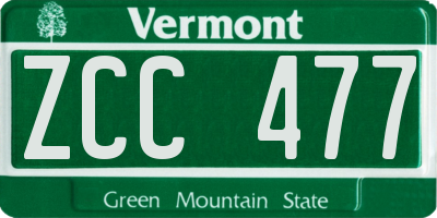 VT license plate ZCC477