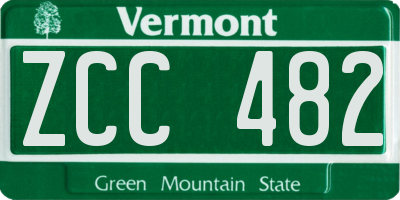 VT license plate ZCC482