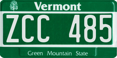 VT license plate ZCC485