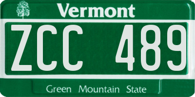 VT license plate ZCC489