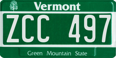 VT license plate ZCC497