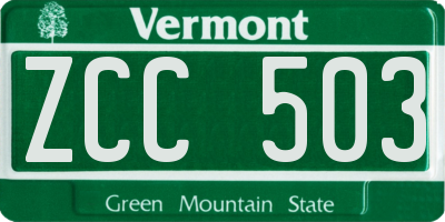 VT license plate ZCC503