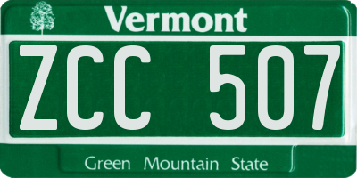 VT license plate ZCC507