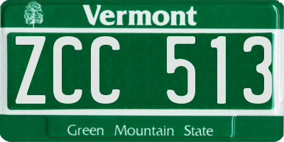 VT license plate ZCC513