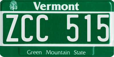 VT license plate ZCC515