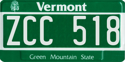 VT license plate ZCC518