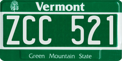 VT license plate ZCC521