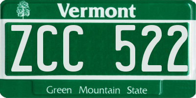 VT license plate ZCC522