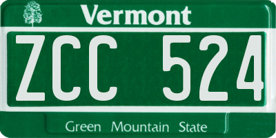 VT license plate ZCC524