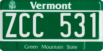 VT license plate ZCC531