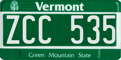 VT license plate ZCC535