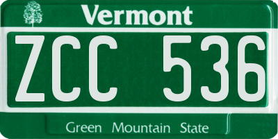 VT license plate ZCC536