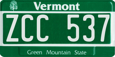 VT license plate ZCC537