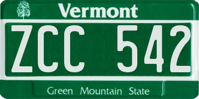 VT license plate ZCC542